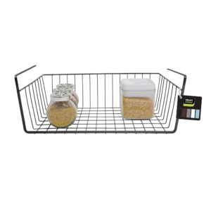smart design undershelf storage basket - medium - snug fit arms - steel metal wire - rust resistant - under shelves, cabinet, pantry, and shelf organization - 16 x 5.5 inch - charcoal gray