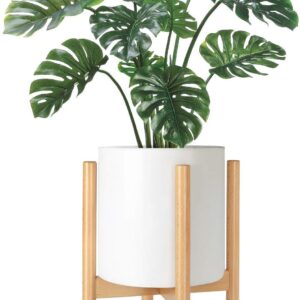 Mkono Plant Stand Mid Century Wood Flower Pot Holder (Plant Pot NOT Included) Modern Potted Stand Indoor Display Rack Rustic Decor, Up to 10 Inch Planter, Natural