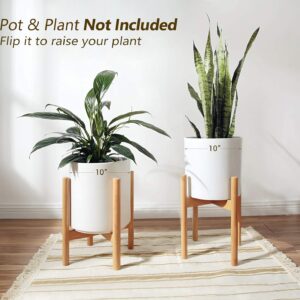 Mkono Plant Stand Mid Century Wood Flower Pot Holder (Plant Pot NOT Included) Modern Potted Stand Indoor Display Rack Rustic Decor, Up to 10 Inch Planter, Natural