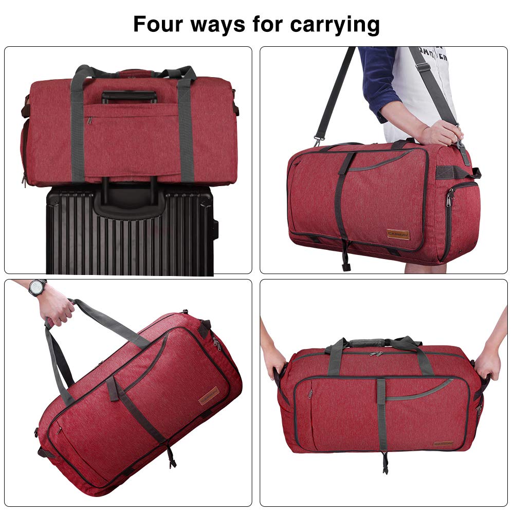 Canway 85L Travel Duffel Bag, Foldable Weekender Bag with Shoes Compartment for Men Women Water-proof & Tear Resistant