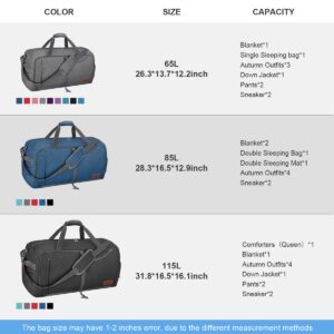 Canway 85L Travel Duffel Bag, Foldable Weekender Bag with Shoes Compartment for Men Women Water-proof & Tear Resistant