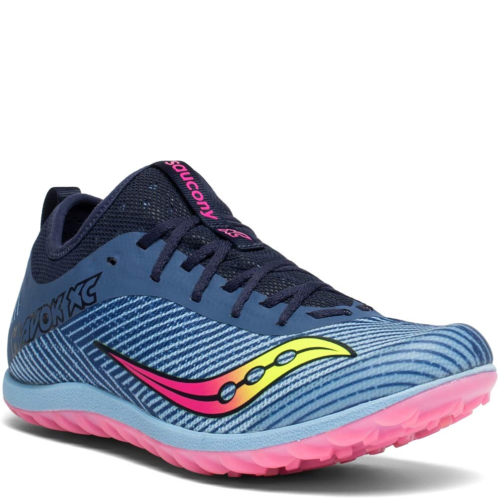 Saucony Women's Havok XC 2 Flat Running Shoe, Blue/Citron/VIZ Pink, 5.5
