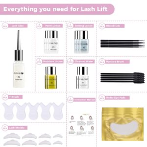 PINKZIO Lash Lift Kit Eyelash Perm Kit, Professional Eyelash Lash Curling, Semi-Permanent Curling Perming Suitable For Salon, Pink