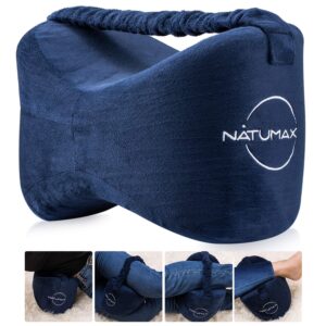 natumax knee pillow for side sleepers - relief from sciatica pain, back/leg pain, pregnancy, hip and joint pain memory foam leg pillow + free sleep mask and ear plugs