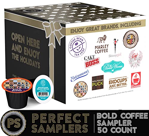 Perfect Samplers Dark Roast Coffee Pods Variety Pack Sampler, Assortment Of Extra Bold Single Serve Pods For K Cup Brewers, 50 Count