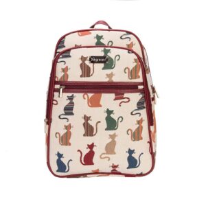 signare tapestry backpack for women computer rucksack knapsack bookbags for women in cheeky cat design (bkpk-cheky)