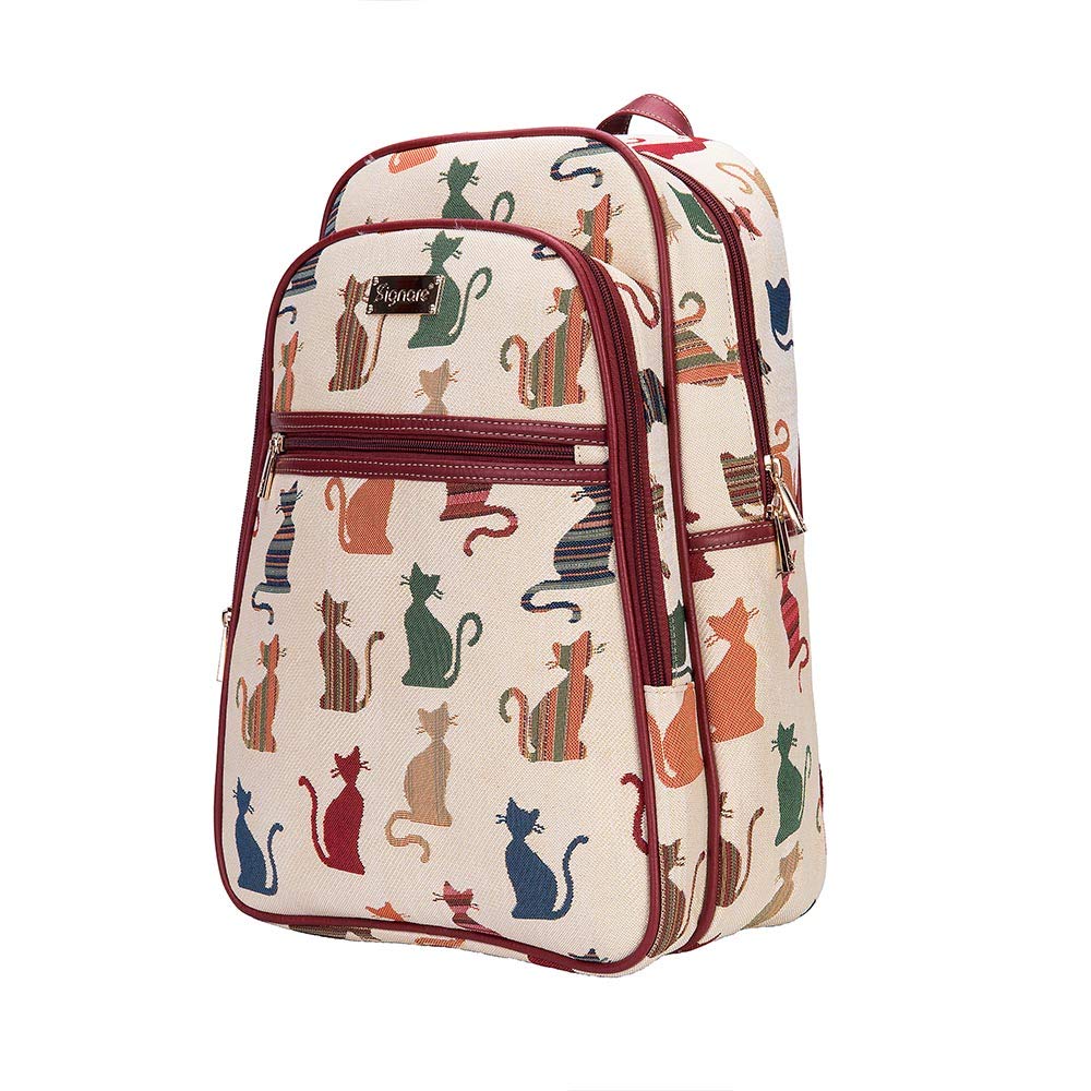 Signare Tapestry Backpack for Women Computer Rucksack Knapsack bookbags for women In Cheeky Cat Design (BKPK-CHEKY)