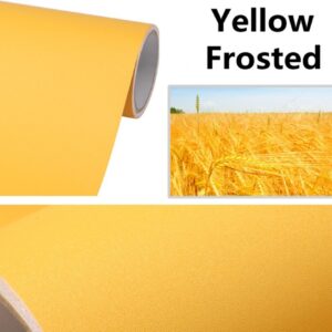 Yija Solid Color Frosted Contact Paper Waterproof Wallpaper Shelf Drawer Liner Self-Adhesive Cabinet Sticker 15.6 Inch by 98 Inch (Yellow)