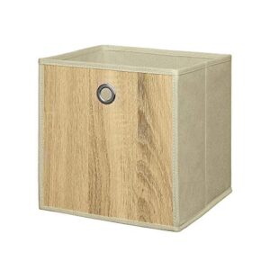 organize it all non-woven storage cube bin | dimensions: 10" x 10" x 10" | collapsible | home storage | faux wood design | tan