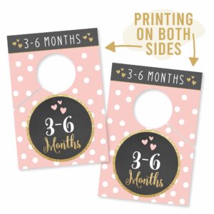 7 Pink Gold Baby Nursery Closet Organizer Dividers For Girl Clothing, Floral Age Size Hanger Organization For Kid Toddler, Infant, Newborn Clothes Must Have, Shower Registry Gift Supplies, 0-24 Months