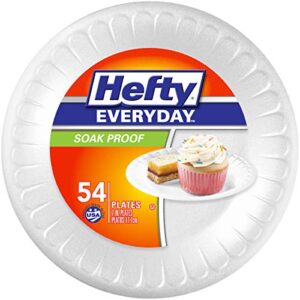 hefty everyday foam snack plates, 7 inch round, 54 count (pack of 8), 432 total