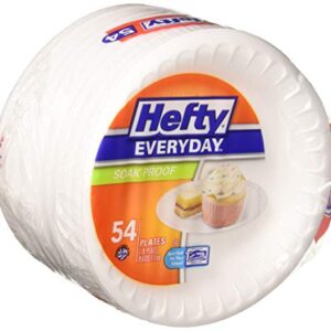 Hefty Everyday Foam Snack Plates, 7 Inch Round, 54 Count (Pack of 8), 432 Total