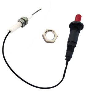 METER STAR Gas Grill/Range/Heater/Grill Igniters,Push Button Piezo Igniter with Threaded Universal Ceramic Electrode Ignition Spark Plug Wire Long 11.8” Electronic Device Set of 2