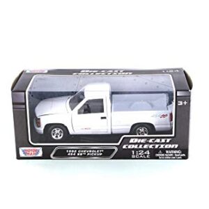 Motor Max 1992 Chevy 454 SS Pickup Truck, White 73203WH - 1/24 Scale Diecast Model Toy Car