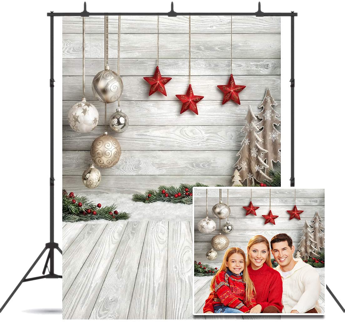 Dudaacvt 5X7ft Christmas Backdrop Xmas Tree Christmas Balls Vinyl Photography Backdrop Customized Photo Background Studio Prop