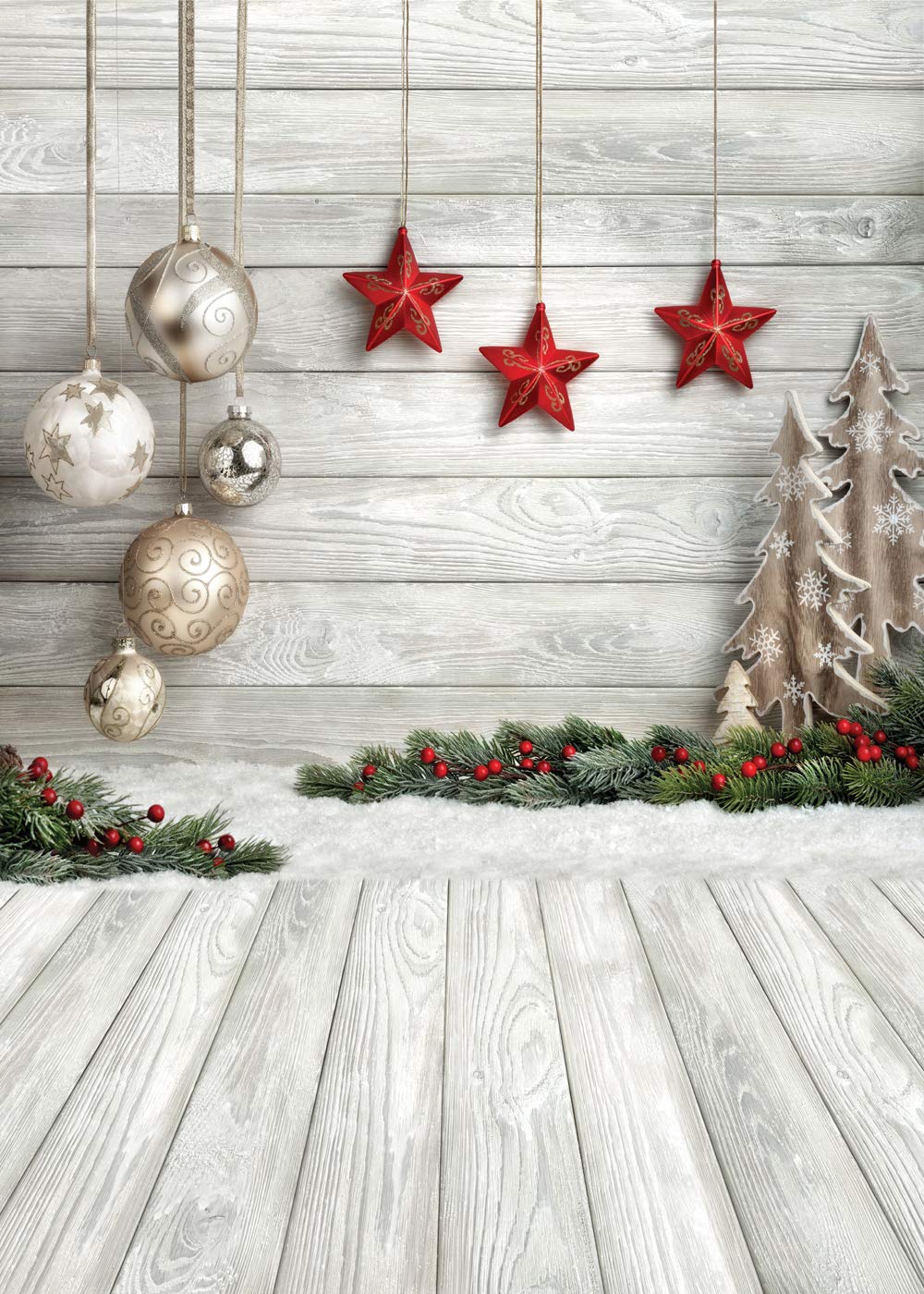 Dudaacvt 5X7ft Christmas Backdrop Xmas Tree Christmas Balls Vinyl Photography Backdrop Customized Photo Background Studio Prop