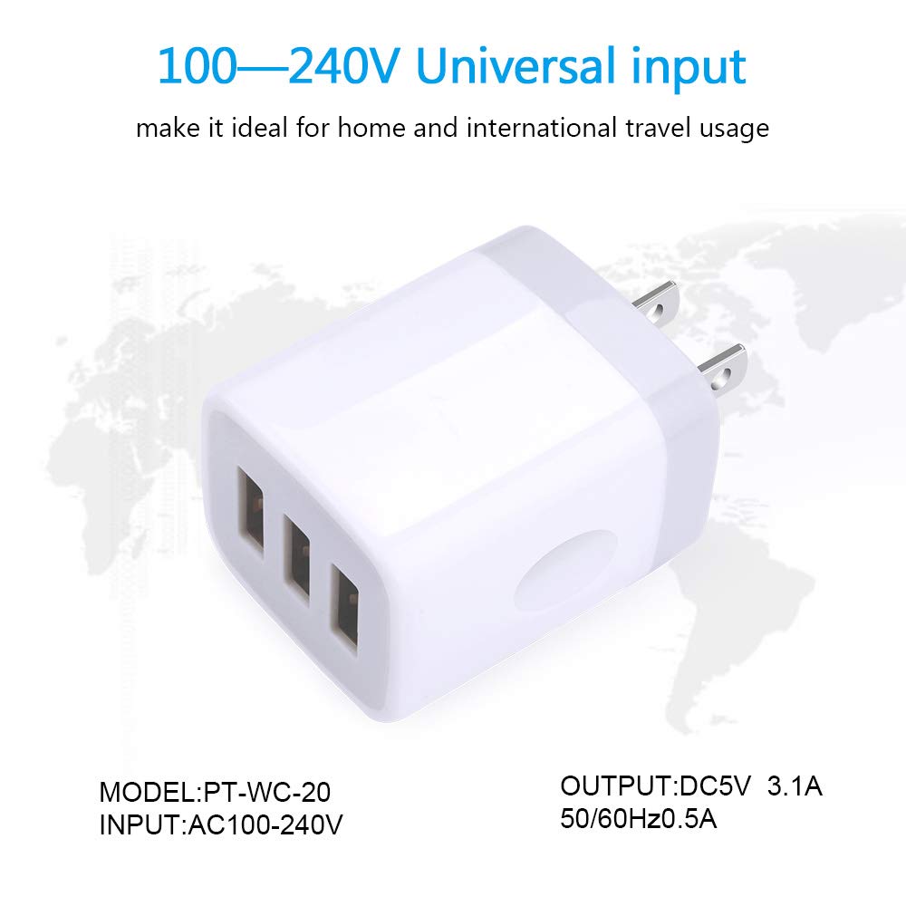 Fast Charging Block, HOOTEK USB Plug Wall Charging Adapters 3.1A Multiple Wall Charger Box Cube Brick for iPhone 15 14 13 12 11 Pro Max XS XR X 8 Plus, Samsung Galaxy S24 A53 S23 S22 S21 S20, LG, Moto