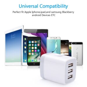 Fast Charging Block, HOOTEK USB Plug Wall Charging Adapters 3.1A Multiple Wall Charger Box Cube Brick for iPhone 15 14 13 12 11 Pro Max XS XR X 8 Plus, Samsung Galaxy S24 A53 S23 S22 S21 S20, LG, Moto