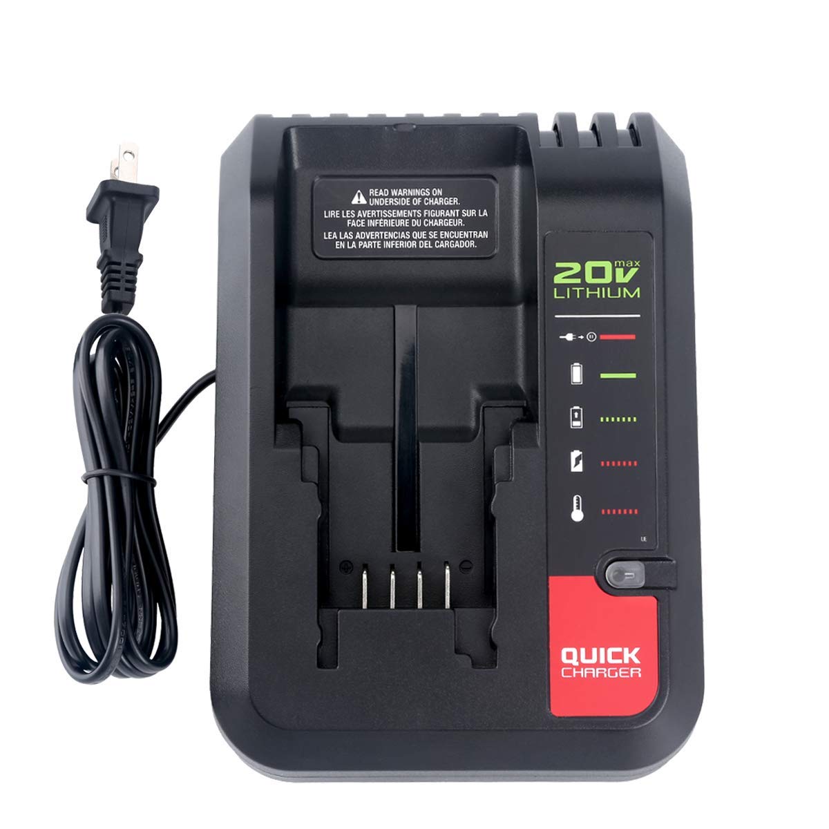 Lasica 20V Max Charger Compatible with Black & Decker 20V Battery and Compatible with Porter-Cable 20V Battery LBXR20 LBXR2020 PCC681L PCC685L PCC692L BDCAC202B 20-Volt Power Tool Battery Charger