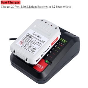 Lasica 20V Max Charger Compatible with Black & Decker 20V Battery and Compatible with Porter-Cable 20V Battery LBXR20 LBXR2020 PCC681L PCC685L PCC692L BDCAC202B 20-Volt Power Tool Battery Charger