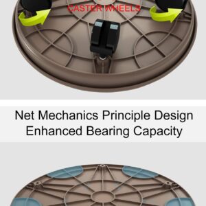 Amkoskr 2 Pack 15.5" Brown Plant Caddy with Easy Moving Caster Wheels Round Movable Planter Dolly Trolley Tray Pallet Outdoor Indoor Tree Flower Stand Planter