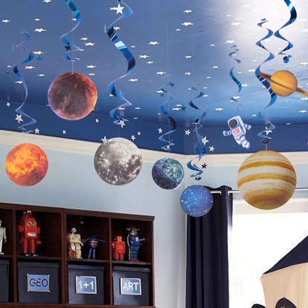 Easy Joy Solar System Hanging Swirl 10 Pieces Decorations Outer Space Party Planets Supplies Space Decorations Star Wars Decorations Galaxy Space Room Decor