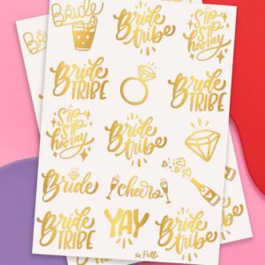 xo, Fetti 30 Bride Tribe Metallic Tattoos | Bachelorette Party Decorations, Bridesmaid Favor + Bride To Be gold