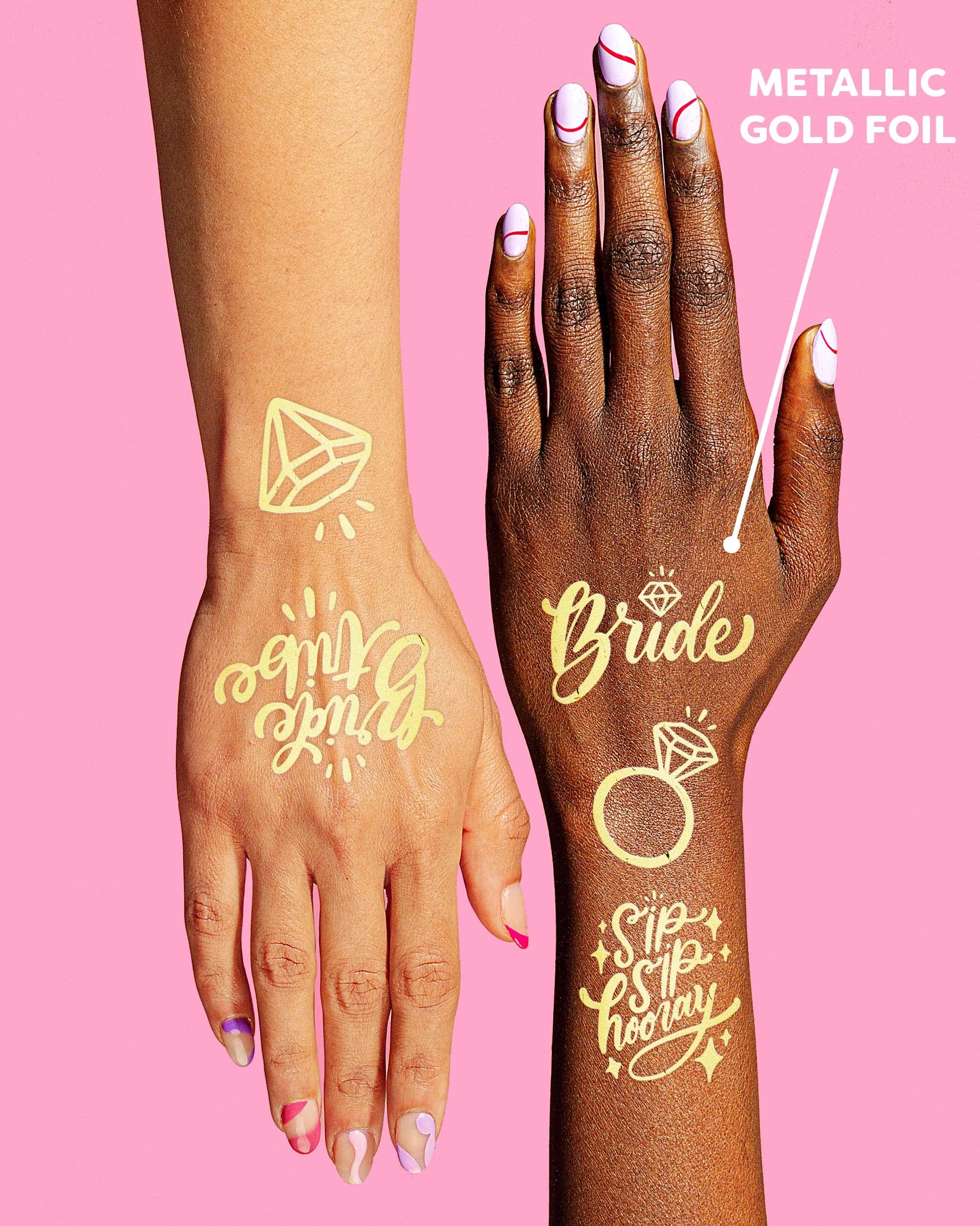 xo, Fetti 30 Bride Tribe Metallic Tattoos | Bachelorette Party Decorations, Bridesmaid Favor + Bride To Be gold