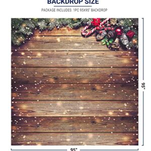 Allenjoy 8X8ft Rustic Christmas Wood Photography Backdrop Sparkle Bokeh Brown Wooden Board Vintage Wall Floordrop Winter Family Party Decorations Holiday Xmas Background Portrait Studio Photo Booth