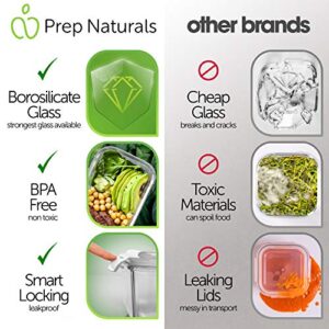 PrepNaturals 5 Pack 36 Oz Glass Meal Prep Containers - Dishwasher Microwave Freezer Oven Safe - Glass Storage Containers with Lids (Multi-Compartment)