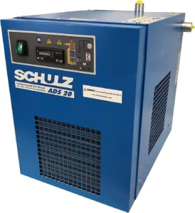 schulz ads-20-up non-cycling compressed air dryer, blue; electronic controller; 115v; 232 psi max inlet pressure; single phase circuit; 20 cfm