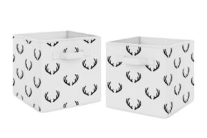 sweet jojo designs black and white rustic deer organizer storage bins for woodland camo collection - set of 2