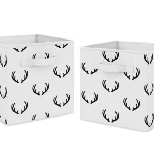 Sweet Jojo Designs Black and White Rustic Deer Organizer Storage Bins for Woodland Camo Collection - Set of 2