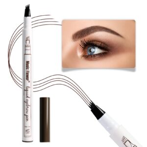 music flower eyebrow pencil, liquid eyebrow pen, waterproof brow pen with micro-fork tip, smudgeproof long lasting fine sketch microblading pen, chestnut