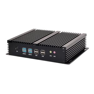 HUNSN Fanless Industrial PC, Mini Computer, Core I5 4200U 4250U 4258U 4278U 4288U, Windows 11 / Linux Ubuntu, IM04, 2 x HDMI, 2 x LAN, 6 x COM RS232, 8 x USB, 8G RAM, 128G SSD