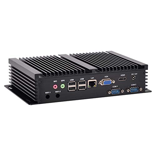 HUNSN Fanless Industrial PC, Mini Computer, Intel Celeron 2955U 2957U, Windows 11 or Linux Ubuntu, IM03, AC WiFi, BT4.0, VGA, HDMI, LAN, 2 x COM RS232, 6 x USB2.0, 8G RAM, 128G SSD