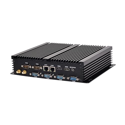 HUNSN Fanless Industrial PC, Mini Computer, Intel Core I3 4005U 4010U 4030U, Windows 11 or Linux Ubuntu, IM04, 2 x HDMI, 2 x LAN, 6 x COM RS232, 4 x USB3.0, 4 x USB2.0, 8G RAM, 256G SSD, 1TB HDD