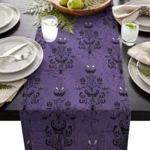 Halloween Table Runner Party Supplies Fabric Decorations for Wedding Birthday Baby Shower 13x70inch Haunted Mansion