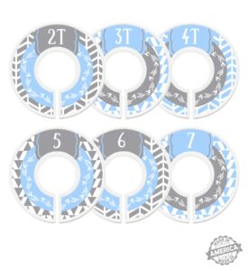 modish labels toddler child closet dividers, closet organizers, toddler size dividers, young child size dividers, boy, woodland, arrow, tribal, blue, baby blue, grey, grey (toddler/child)