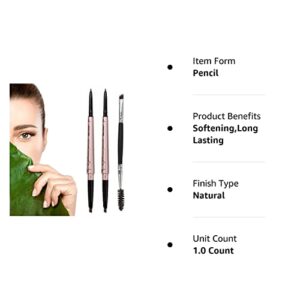 [ 2 Pack]Eyebrow Pencil, Waterproof Eyebrow Makeup with Dual Ends, Professional Brow Enhancing Kit with Eyebrow Brush (Dark Brown #1)