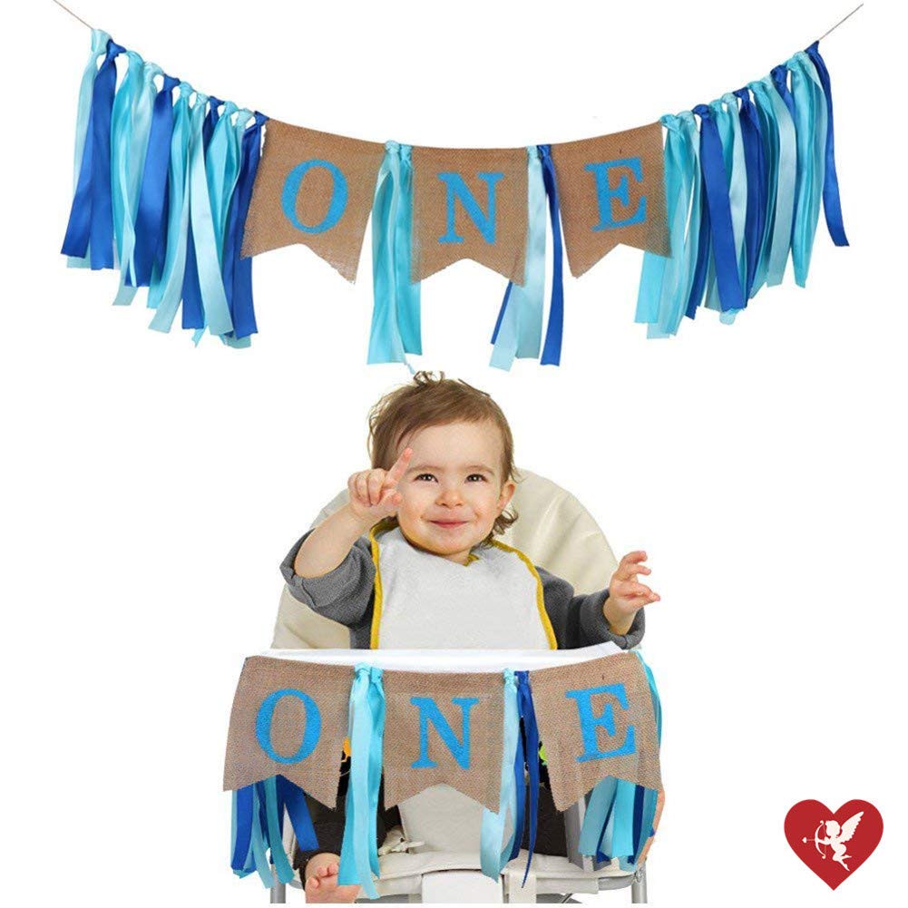 SS Cohen 1st birthday decorations,Baby Boy's first Birthday Banner,Burlap Highchair Banner for 1st baby birthday banner decorations