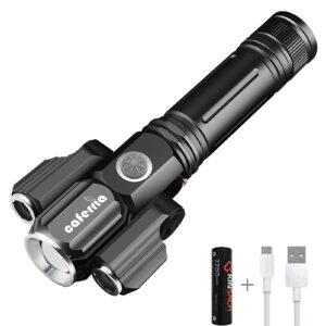 caferria led tactical flashlight 1000 lumens electric torch ultra-bright handheld travel flashlight rechargeable waterproof zoomable 4 modes for outdoor, camping, biking, hiking, emergency