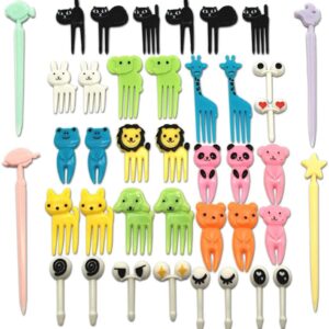 CKANDAY Set of 40 Lovely Animal Food Fruit Picks Forks, Mini Cute Cartoon Toothpick Sticks Decor for Kids Party Bento Lunch Box Sandwich Appetizer Pastry Decorative Cupcake Baby Dessert Cocktail