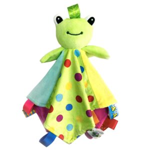 Toddler Taggy Security Blankets Soft Plushy Cuddle Bud Blankie Breathable Snuggle Blanket for Boys and Girls, Green Frog
