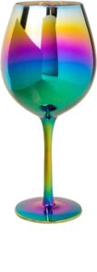 circleware rainbow fusion wine glasses, set of 4, party entertainment dining beverage drinking glassware cups for water, liquor, whiskey, beer, juice and farmhouse decor gifts, 15.7 oz, luster