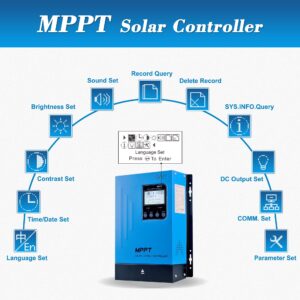 60A MPPT Solar Charge Controller 60amp Panel Battery Charger Controller 48V 36V 24V 12V Auto Max 150VDC Input mppt Charge Controllers Support Sealed Gel AGM Flooded Lithium Battery