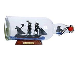 hampton nautical blackbeard's queen anne's revenge model ship in a glass bottle 11" - famous pir