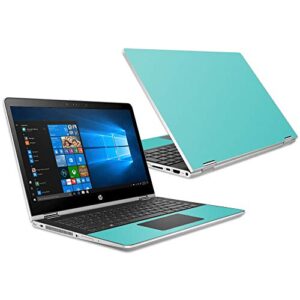 mightyskins skin compatible with hp pavilion x360 15.6" (2018) - solid turquoise | protective, durable, and unique vinyl decal wrap cover | easy to apply, remove, and change styles | made in the usa