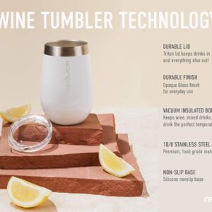 Reduce Wine Tumbler With Lid, 12oz - Stainless Steel Stemless Wine Tumbler - Enjoy Your Wine at the Perfect Temperature - Perfect Outdoor Wine Glasses, Makes a Great Gift - White Gloss