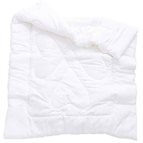 J-pinno Boys Girls Crib Toddler White Comforter Down Alternative Quilt Lightweight Duvet Insert for Summer Machine Washable (47" X 59", White 1.3 pounds)